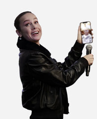 Brie Larson Black Leather Jacket