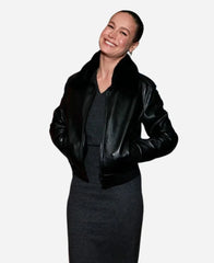 Brie Larson Black Leather Jacket