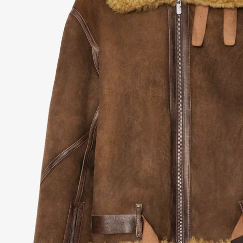 Burberry Leather Aviator Shearling Jacket