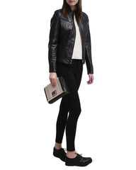 Callie Black cafe racer Jacket