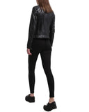 Callie Black Womens Cafe Racer Leather Jacket 