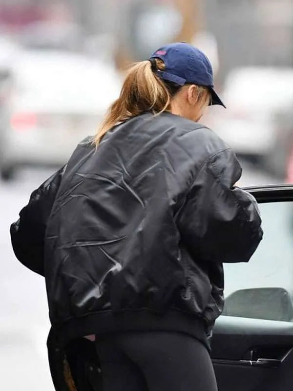 Tate McRae NYC 2026 Black Bomber Jacket

