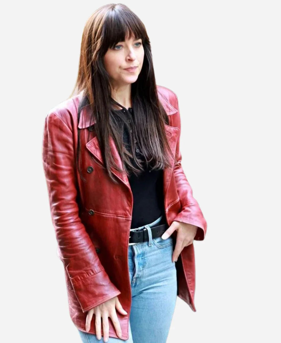Madame Web 2024 Dakota Johnson Maroon Coat
