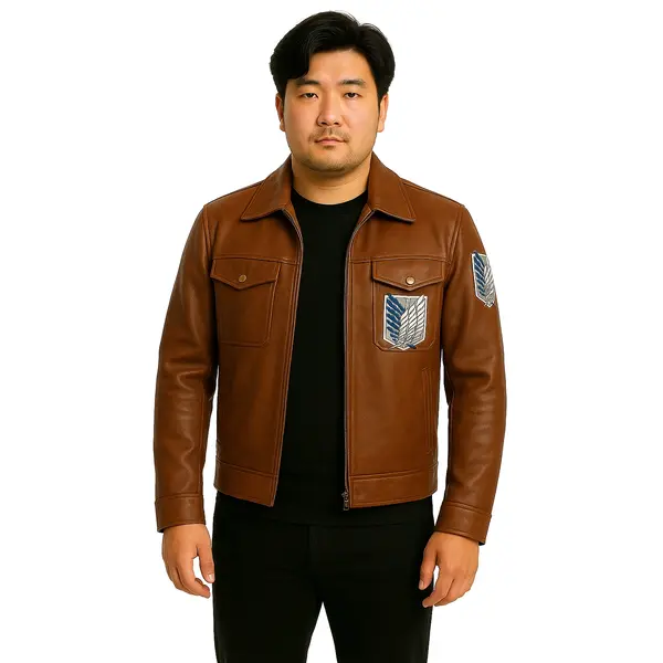 Mens Attack On Titan Cosplay Leather Jacket