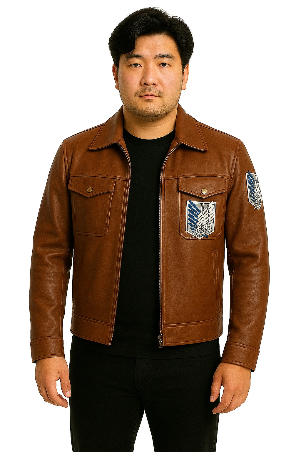 Mens Attack On Titan Cosplay Leather Jacket