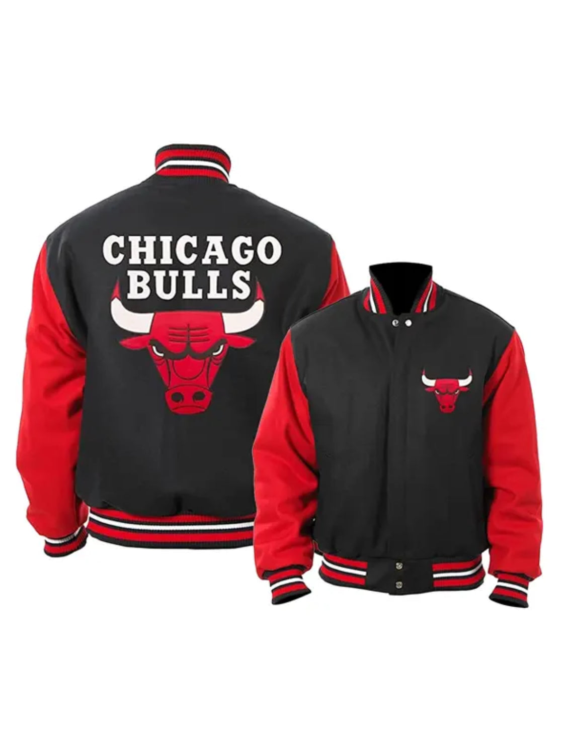 Chicago Bulls Varsity Jacket With Red Leather Sleeves