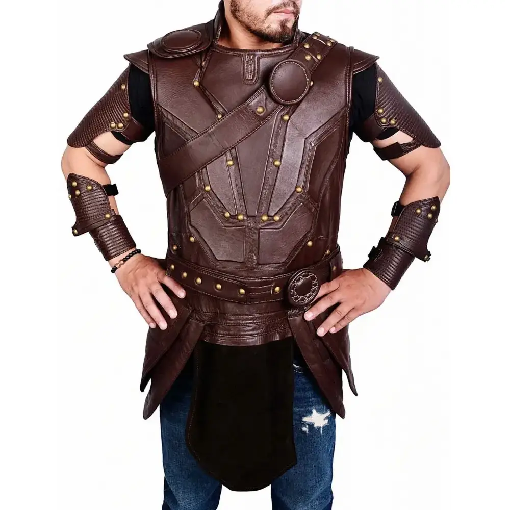Chris Hemsworth Thor Ragnarok Brown Leather Vintage Vest