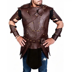 Chris Hemsworth Thor Ragnarok Brown Leather Vintage Vest