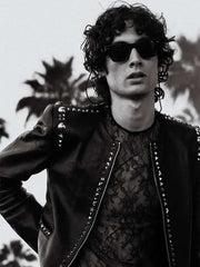 Coachella 2026 Sombr Studded Leather Jacket