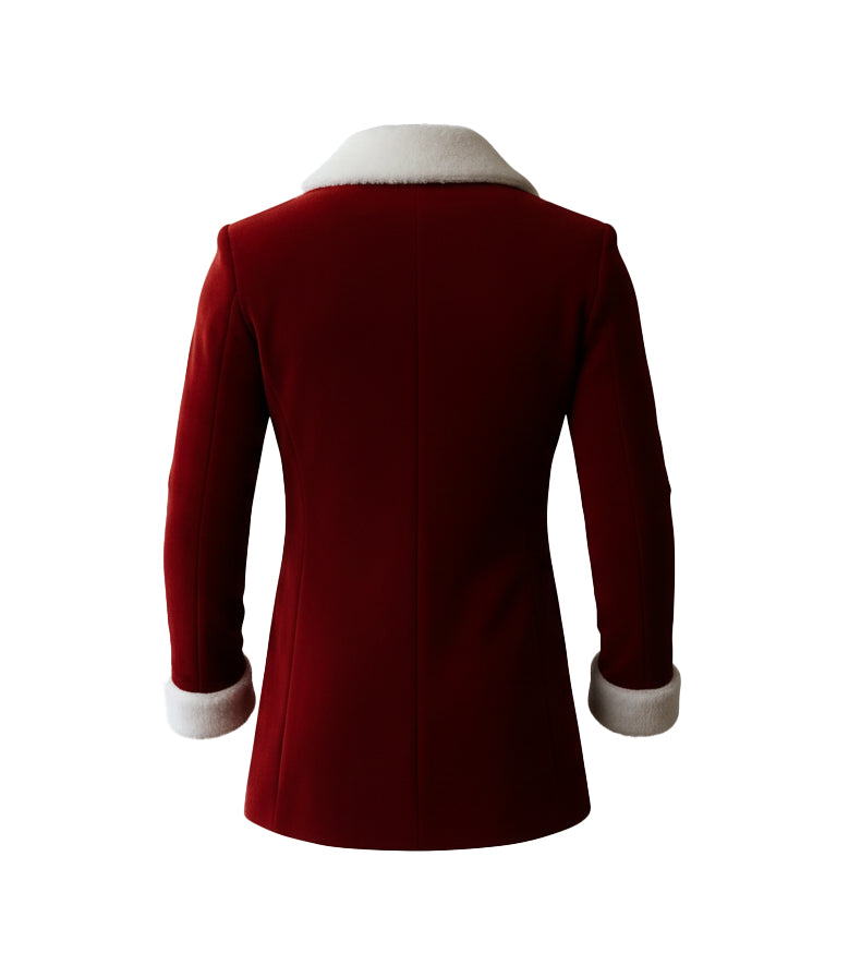 Santa Inspired Christmas Red Velvet Faux Fur Blazer