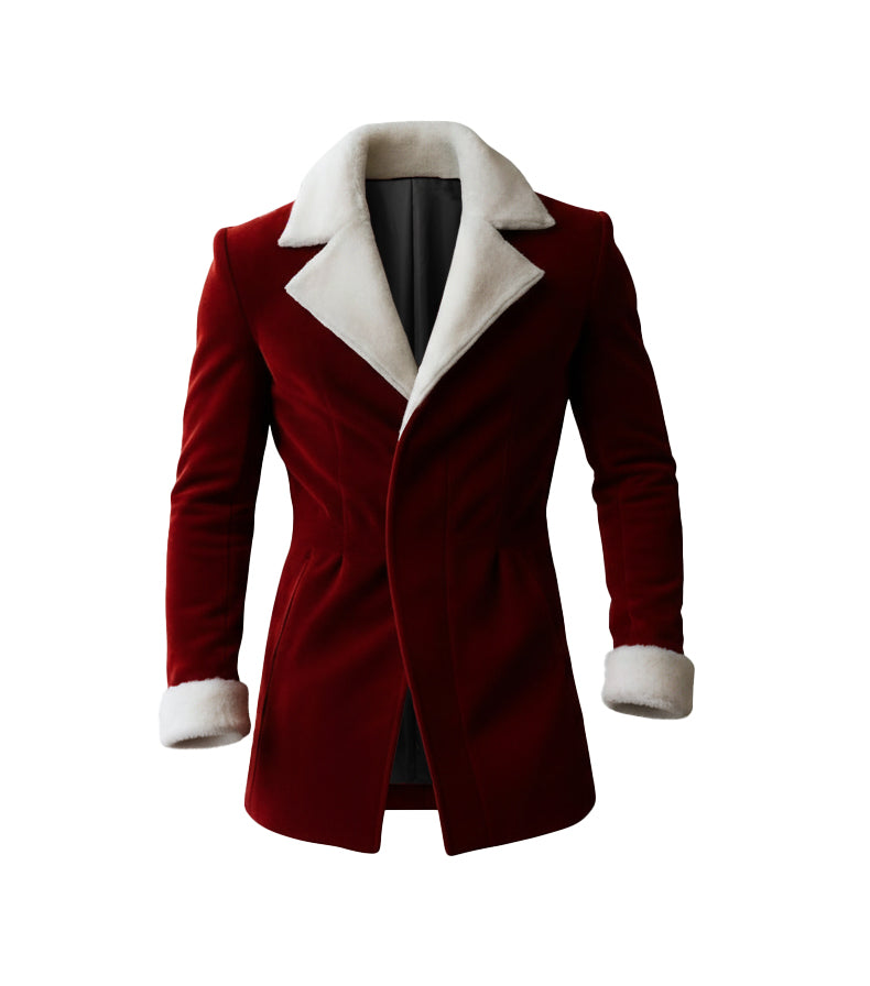 Santa Inspired Christmas Red Velvet Faux Fur Blazer
