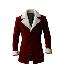 Santa Inspired Christmas Red Velvet Faux Fur Blazer