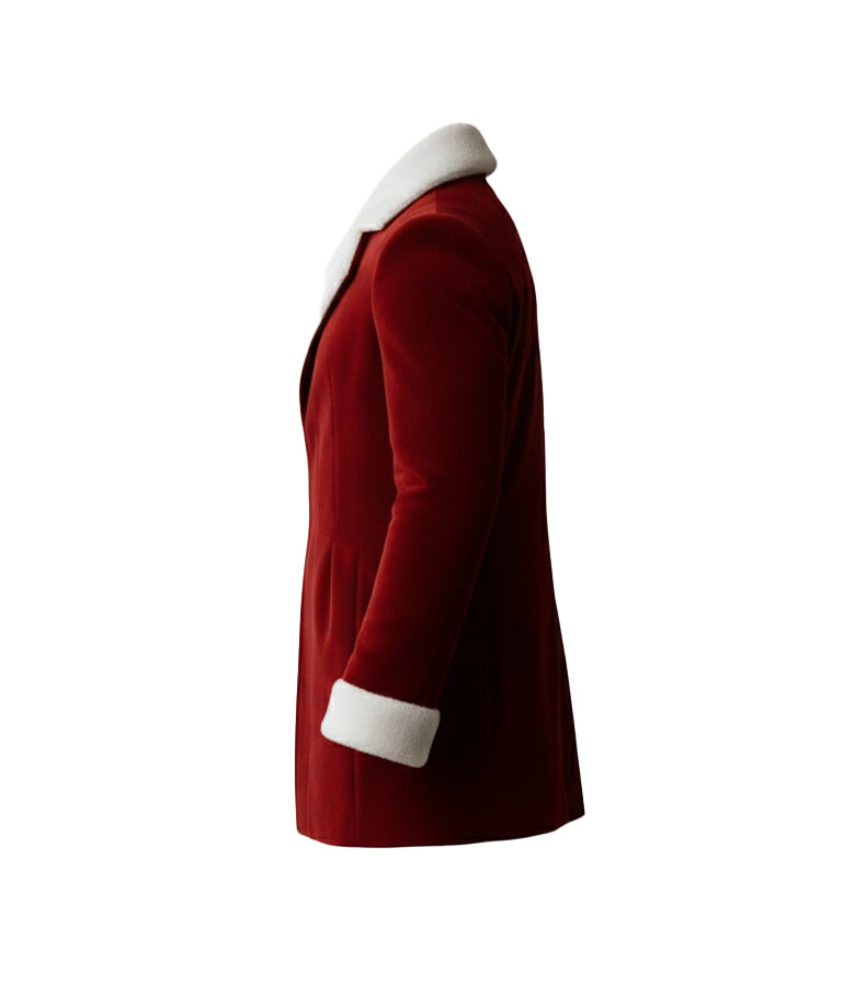 Santa Inspired Christmas Red Velvet Faux Fur Blazer
