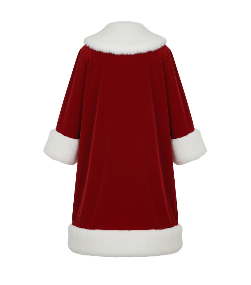 Red Santa Claus Faux Fur Velvet Coat