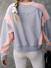 Cobra Kai S06 Mary Mouser Peach Grey Cropped Sweatshirt