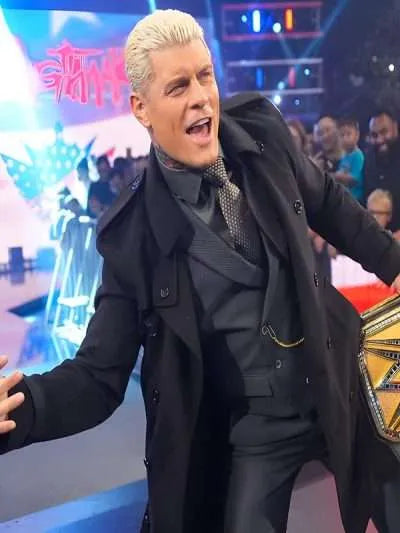 SmackDown 2025 Cody Rhodes Black Wool Coat
