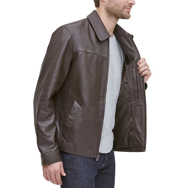 Mens Brown Real Leather Jacket