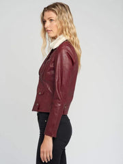 Womens Shearling Jacket With Fur Collar
