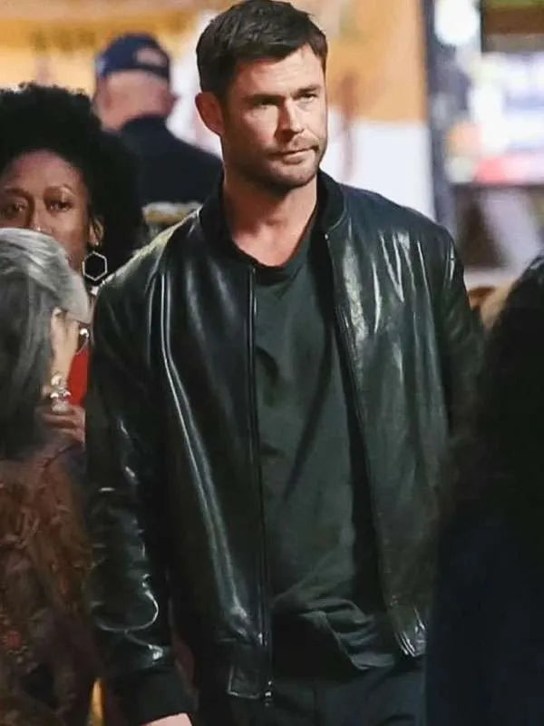 Chris Hemsworth Crime 101 Bomber Leather Jacket