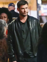 Chris Hemsworth Crime 101 Bomber Leather Jacket