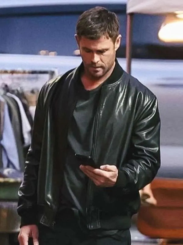 Chris Hemsworth Crime 101 Bomber Leather Jacket