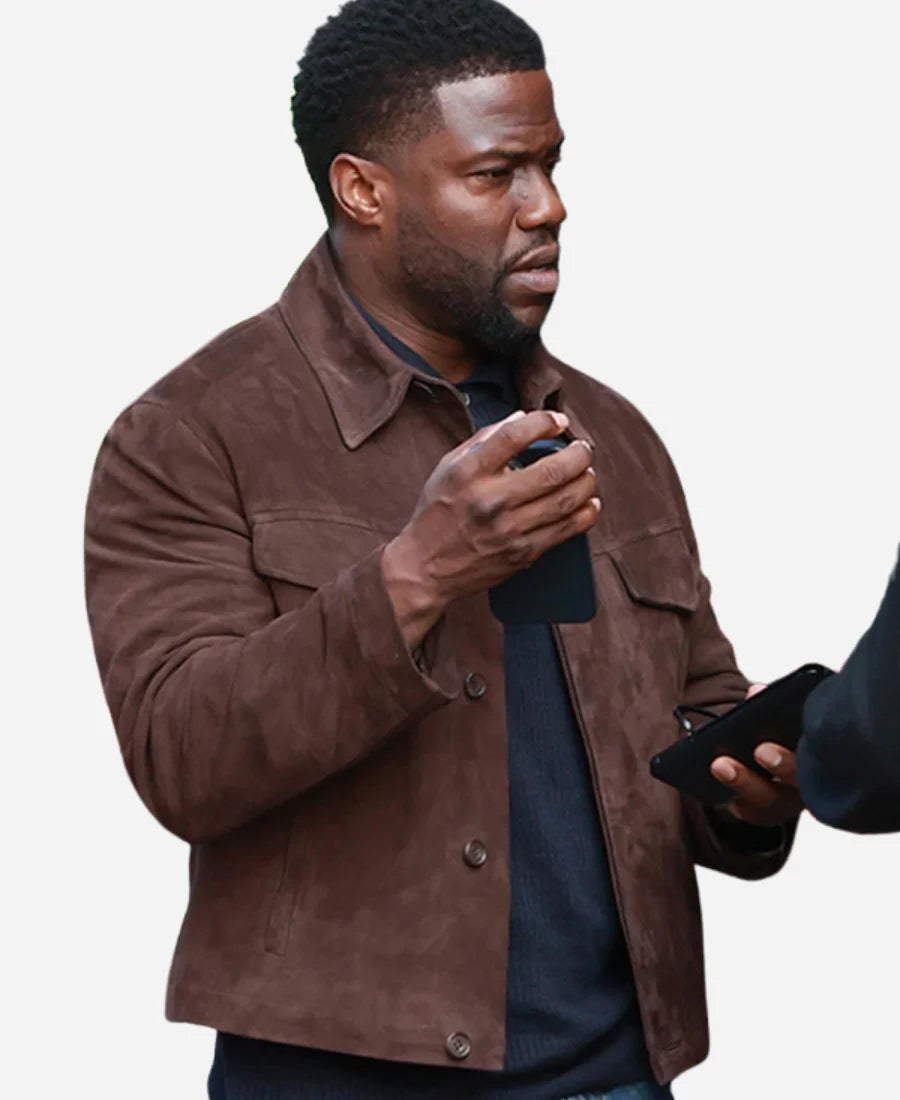 CyrusÂ Movie Lift 2024 Kevin Hart Brown Suede Leather Jacket