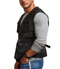 Chris Pratt Man Black Jurassic World Leather Vest