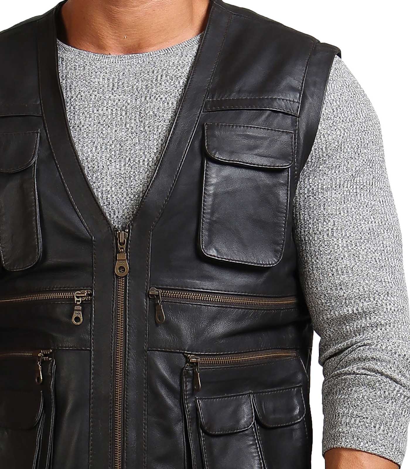 Chris Pratt Man Black Jurassic World Leather Vest