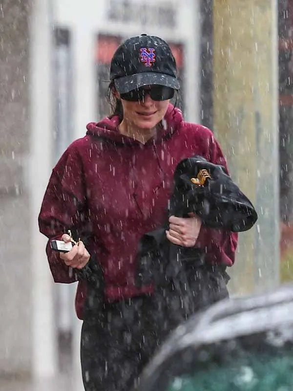 Dakota Johnson LA 2026 Burgundy Hoodie
