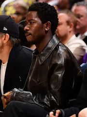 Damson Idris 2026 Black Leather Jacket
