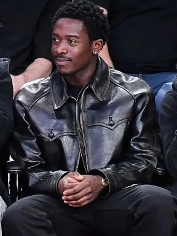 Damson Idris 2026 Black Leather Jacket
