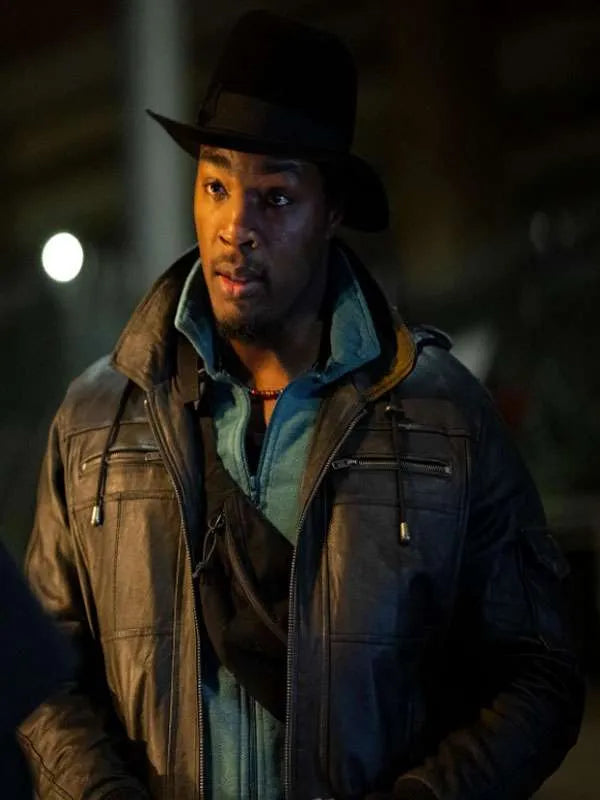 Daniel Ezra The Running Man 2025 Black Leather Jacket
