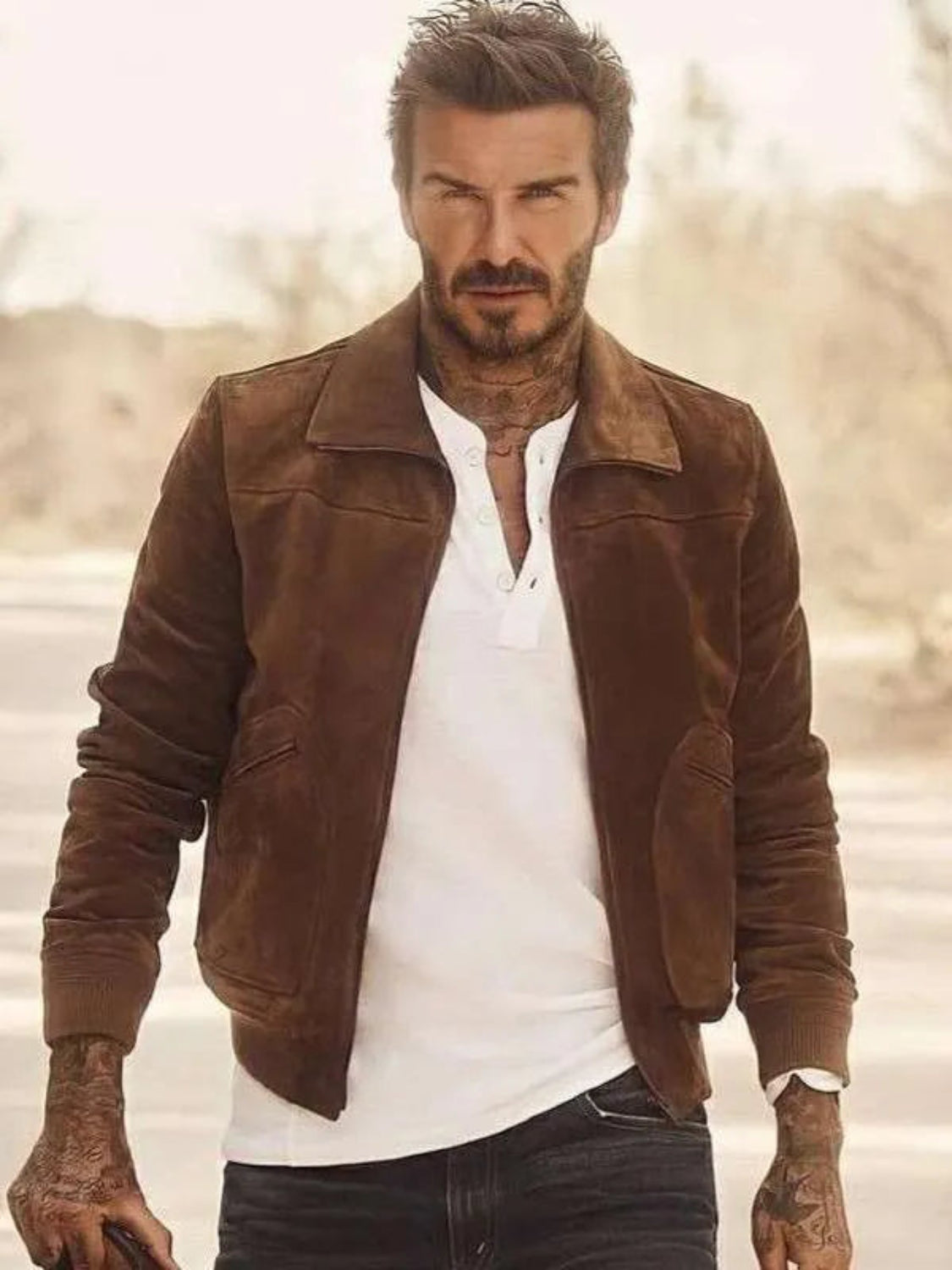 DavidBeckhamBrownSuedeLeatherBomberJacket_2