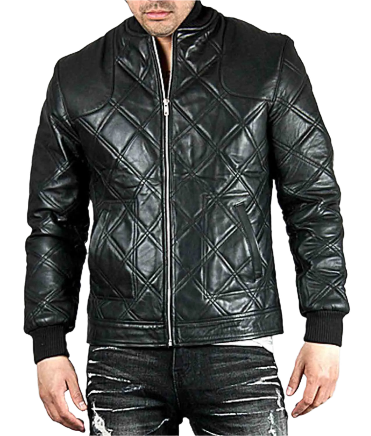 DavidBeckhamDiamondQuiltedBlackLeatherJacket_5