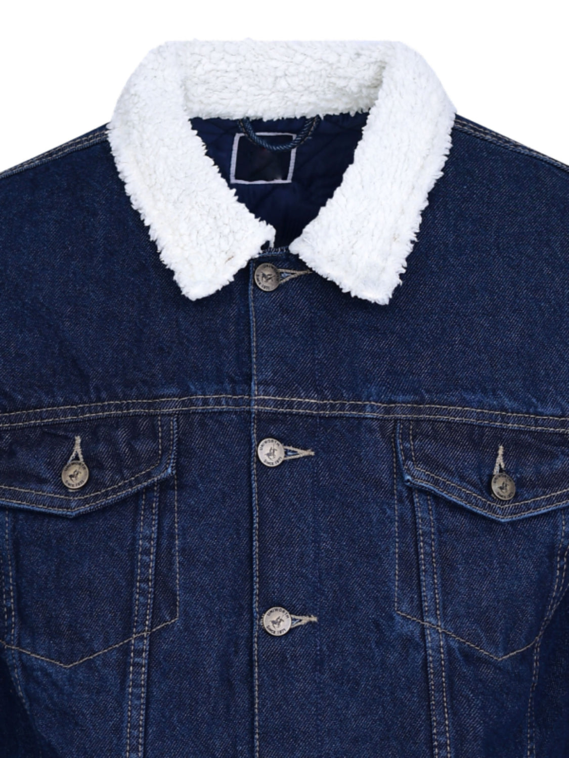 Denim Jacket With Fur Collar | White Shearling Blue Jeans Trucker Jacket