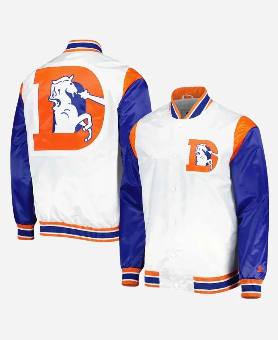 Denver Broncos Throwback Warm Up Pitch Satin Jacket