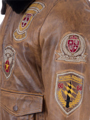 Devin Aviator Tan Bomber Brown Leather Jacket