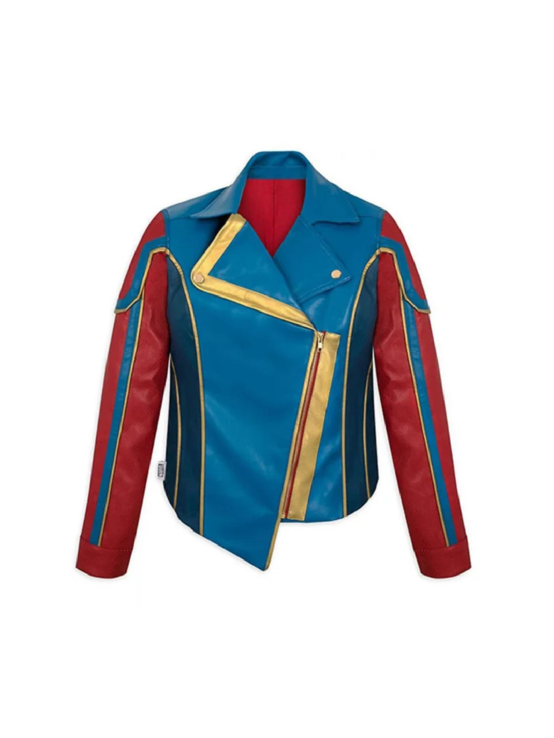 Disney Universe Ms Marvel Kamala Khan Iman Vellani Simulated Blue Cosplay Leather Jacket