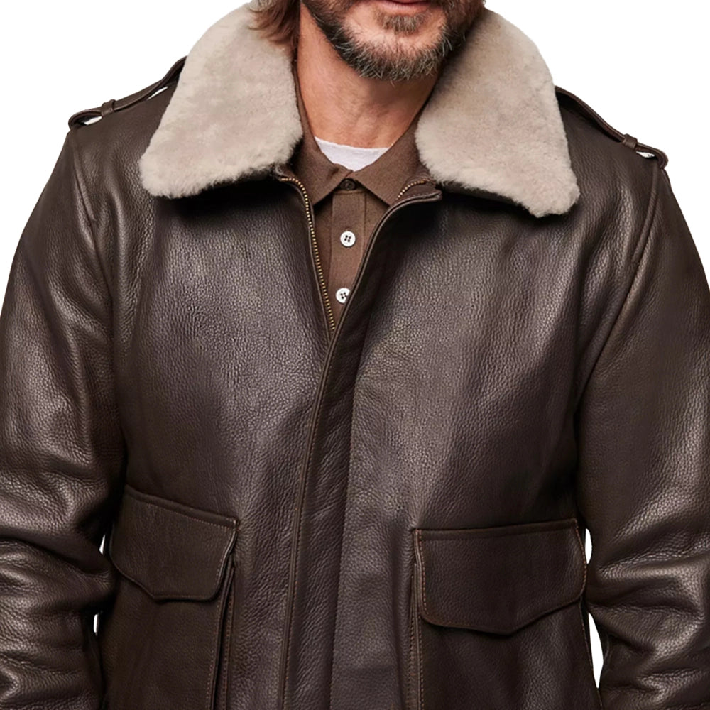 Brown Leather Bomber Air Force Jacket