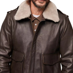Brown Leather Bomber Air Force Jacket