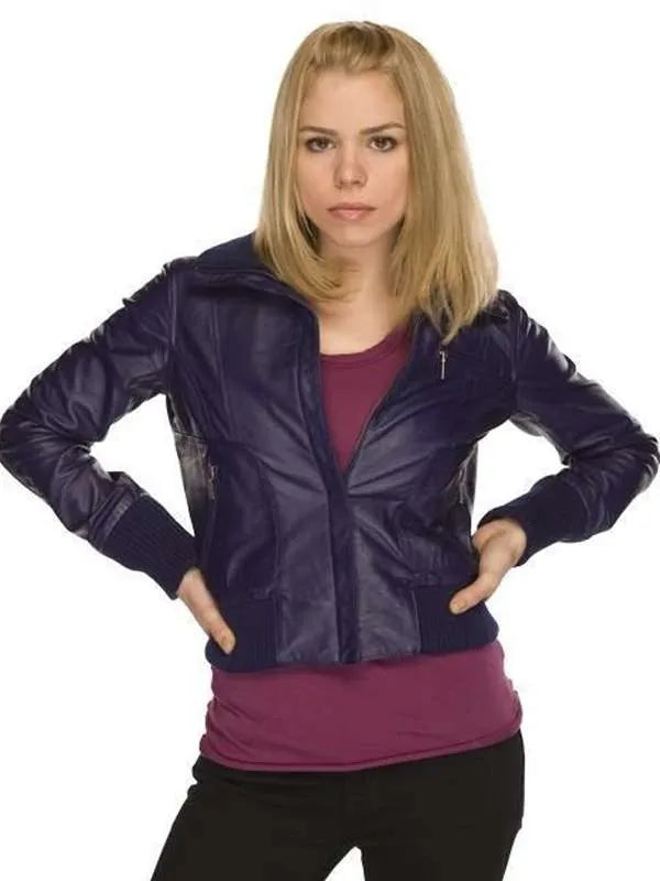 Rose Tyler Doctor Who Purple Leather Jacket