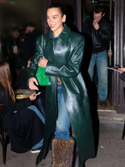 Dua Lipa 2026 Green Leather Coat
