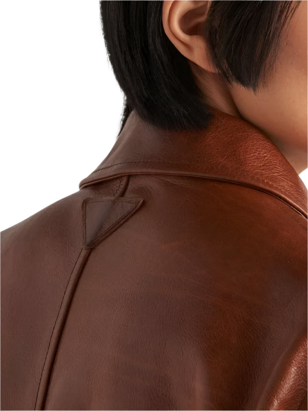 DuaLipaNYCBrownLeatherJacketWithBelt_1