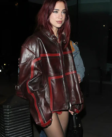 Dua Lipa 2024 BRIT Awards Red Leather Jacket