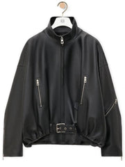 Dua Lipa Stylish Oversized Black Leather Jacket