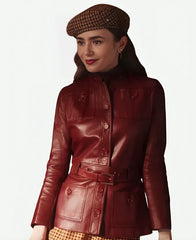 Emily in Paris S04 Lily Collins Maroon Jacket