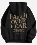 Faith Over Fear Pullover Black Hoodie For Unisex