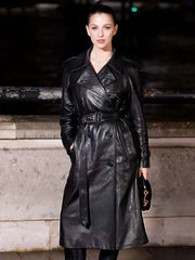 Fashion Week 2026 Marisa Abela Black Leather Coat
