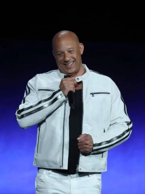 Vin Diesel Fast X White Leather Jacket
