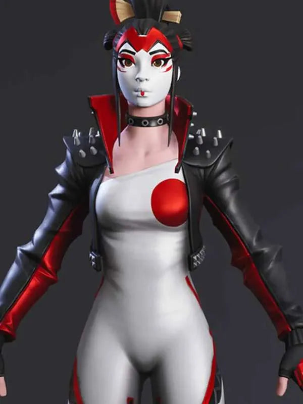 Fortnite Takara Cropped Studded Leather Jacket
